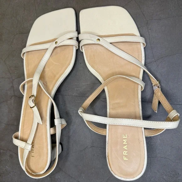 Frame Women’s Le Braxton Beige Strappy Sandal as 38.5 (8.5)
